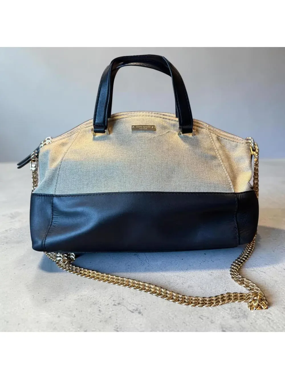 Kate Spade Two-Tone Canvas and Leather Satchel Storybook